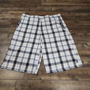 White and Blue Plaid Shorts Mens Size 44 2298